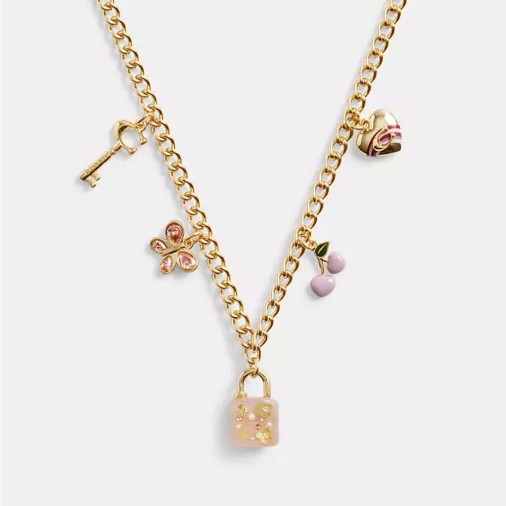 Coach Resin Padlock Charm Necklace, NWT!